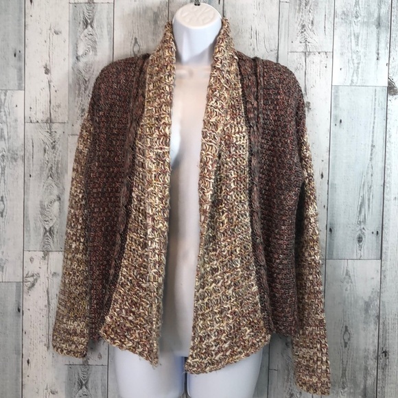 Anthropologie Moth Woodhouse Open Front Red Metallic Thread Cardigan Small - Picture 1 of 9